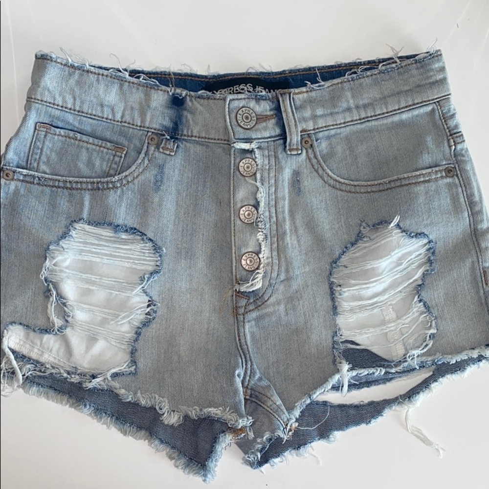 Distressed EXPRESS jean shorts